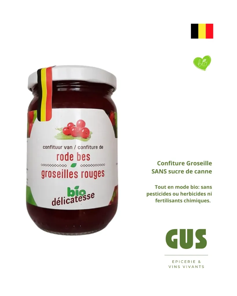 Confiture bio aux groseilles (SANS sucre ajouté) - 250gr