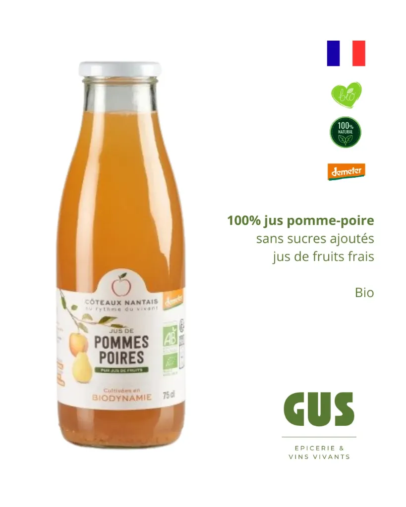 Jus pomme-poire , 100% pur jus pressé - 75cl