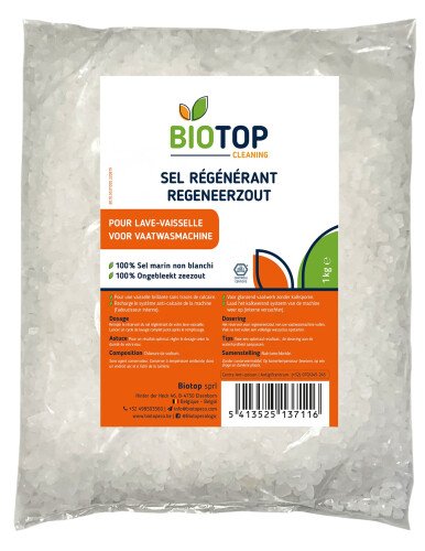 Sel régénerant au sel marin, pour lave-vaisselle - 1kg (Biotop)