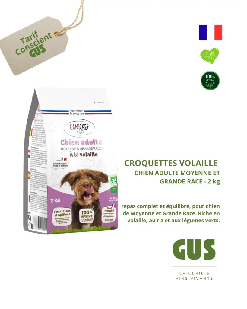 Canichef - croquettes pour chien - poulet - 2kg, 3 prix : le tarif conscient