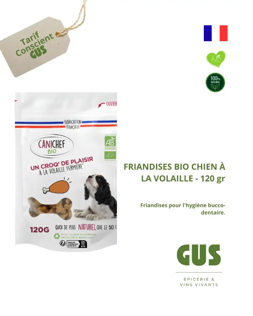 Canichef - Friandises bio pour chien - 120 gr, 3 prix : le tarif conscient