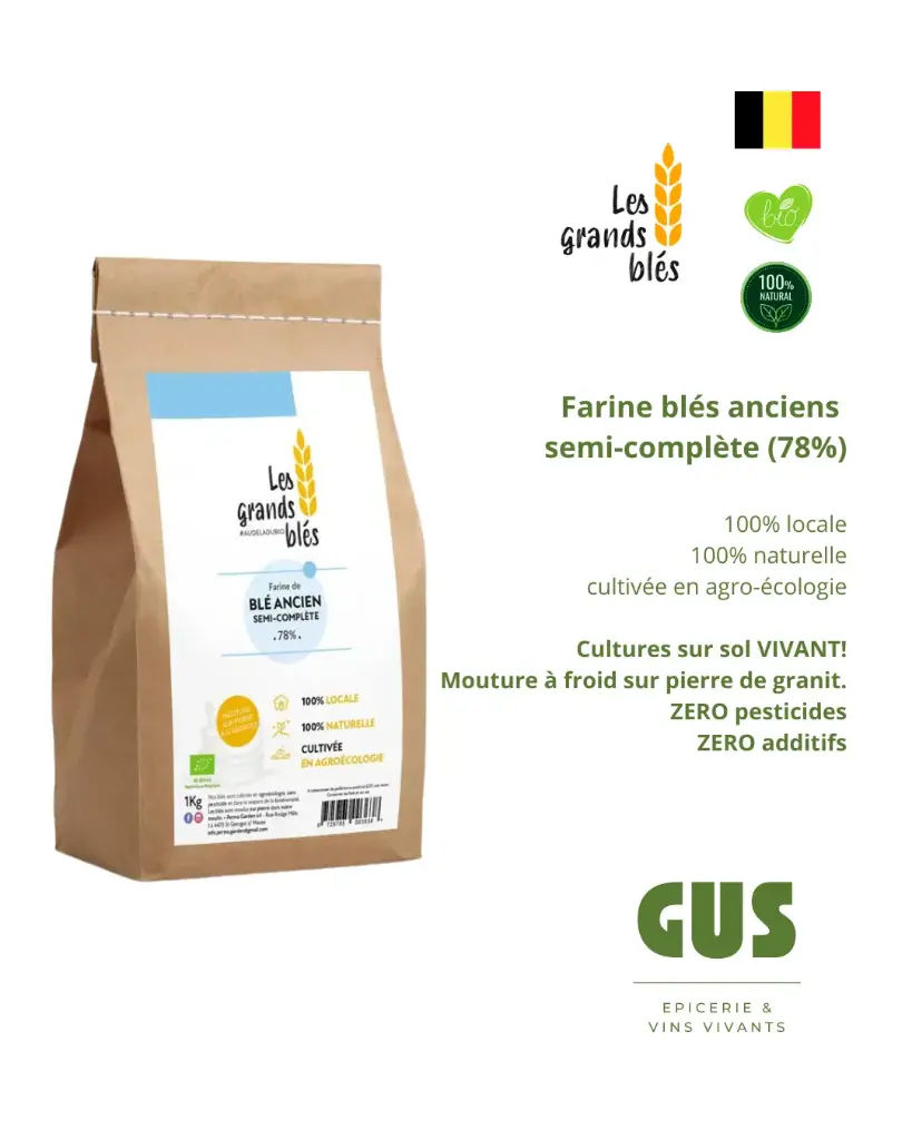 Farine Blés anciens bio belge - 1kg (Les Grands Blés)