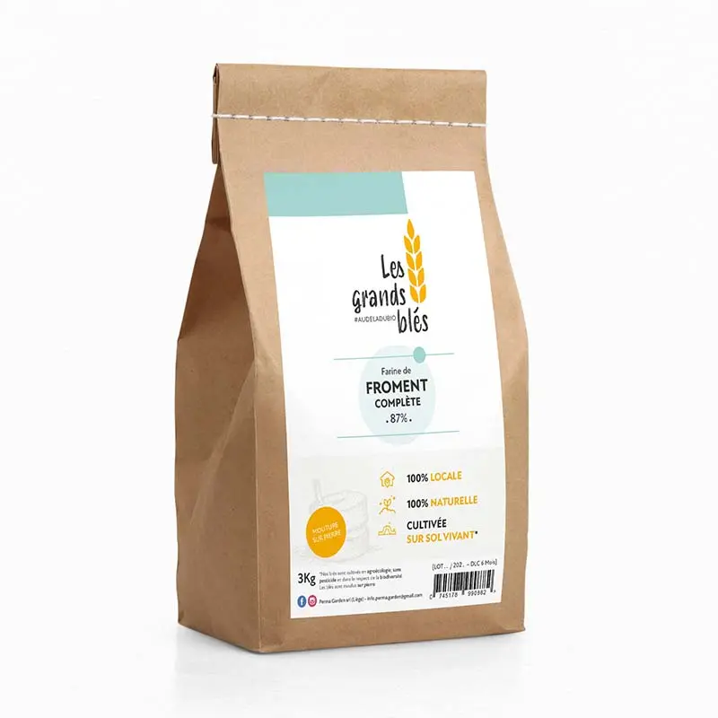 Farine Froment 87% complète bio belge - 3kg (Les Grands Blés) 