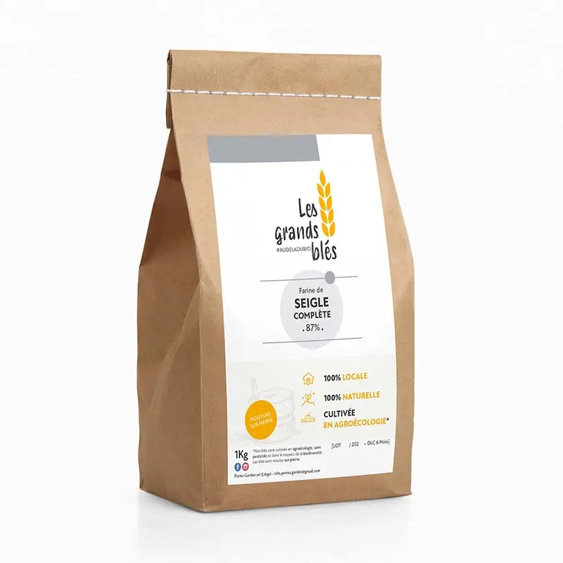 Farine Seigle 87% complète bio belge - 3kg (Les Grands Blés)  