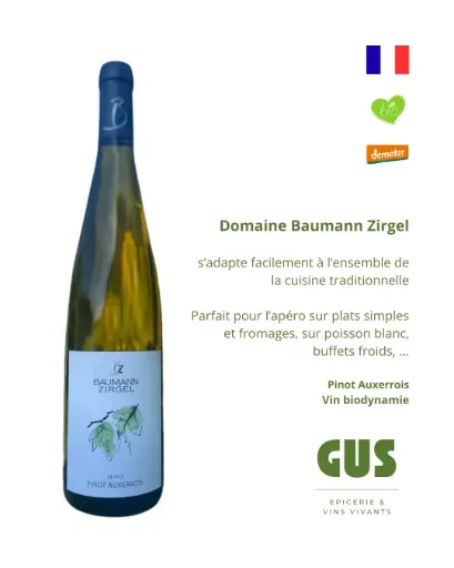 Vin blanc - Domaine Baumann Zirgel (France – Alsace) – Pinot Auxerrois 2024