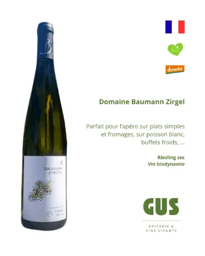 Vin blanc - Domaine Baumann Zirgel (France – Alsace) – Riesling Streng 2023