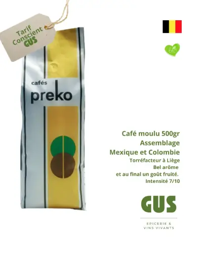 Café Preko - assemblage Mexique et Colombie - 500gr Moulu, 3 prix : le tarif conscient