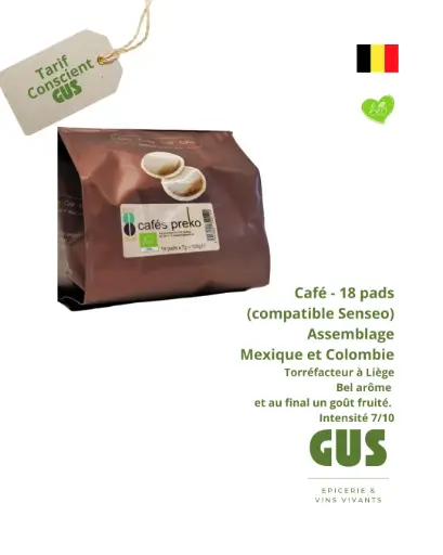 Café Preko - assemblage Mexique & Colombie - Pads compatibles Senseo, 3 prix : le tarif conscient