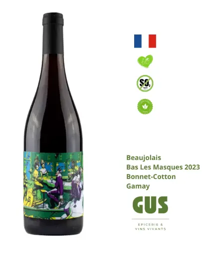 Vin rouge : Beaujolais Bas Les Masques 2023 - Marine Bonnet & Pierre Cotton