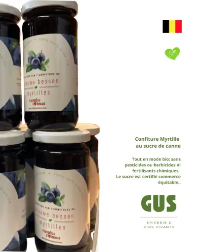 Confiture bio aux myrtilles (au sucre de canne) - 250gr