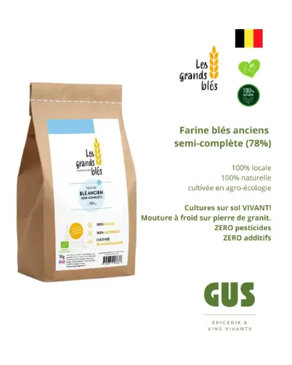 Farine Blés anciens bio belge - 1kg (Les Grands Blés)