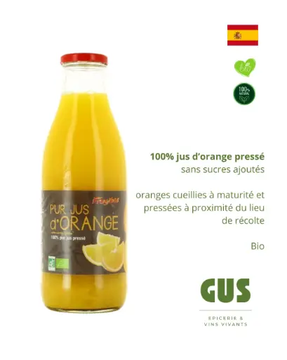 Jus d'orange, 100% pur jus pressé - 1l